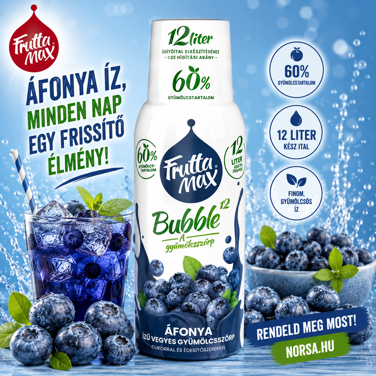 Áfonya ízű gyümölcsszörp