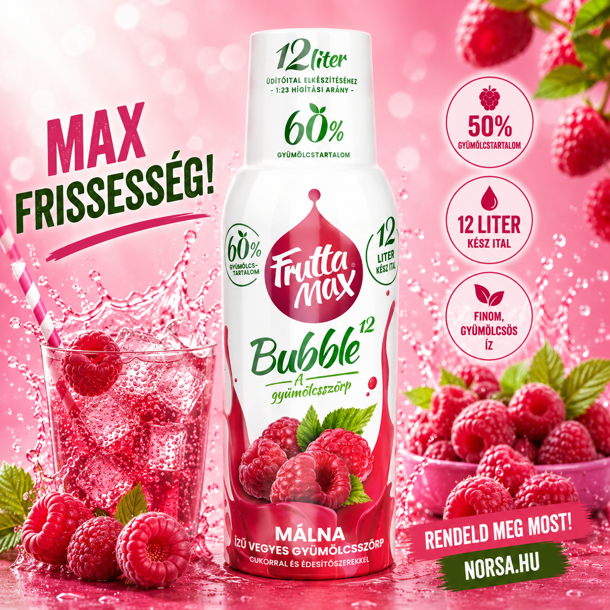 Málna ízű gyümölcsszörp