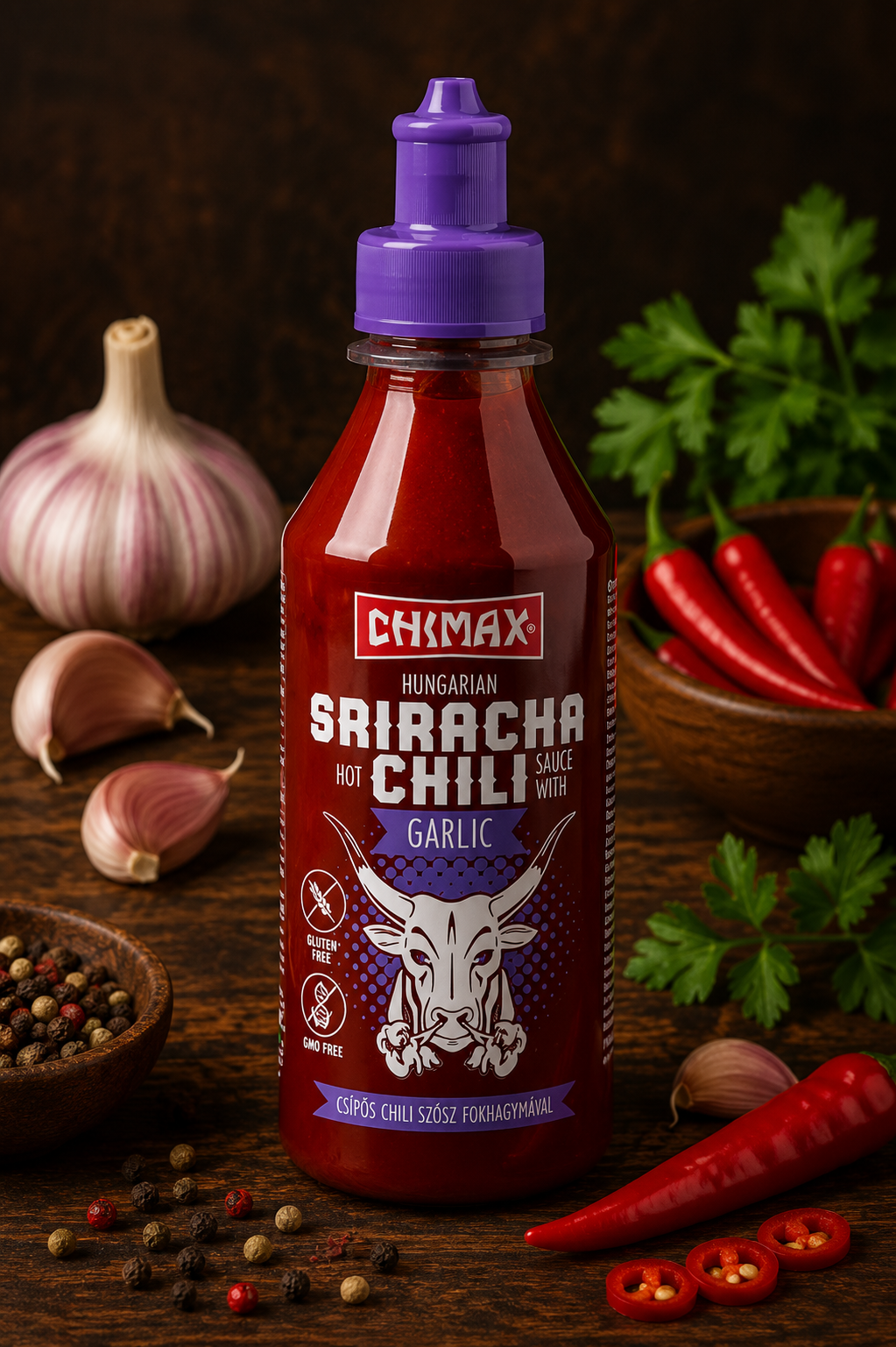 Chimax Sriracha chili szósz fokhagymával - 250 ml