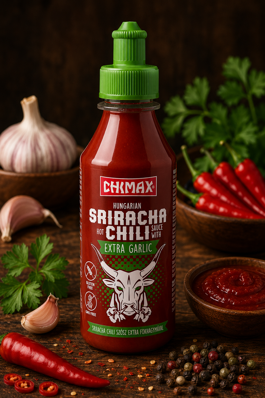 Chimax Sriracha chili szósz extra fokhagymával - 250 ml