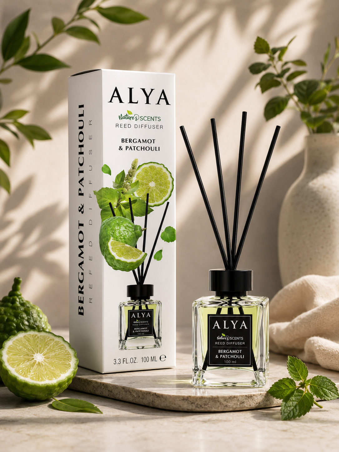 Alya Nature's Scents pálcás aroma diffúzor - Bergamot & Patchouli